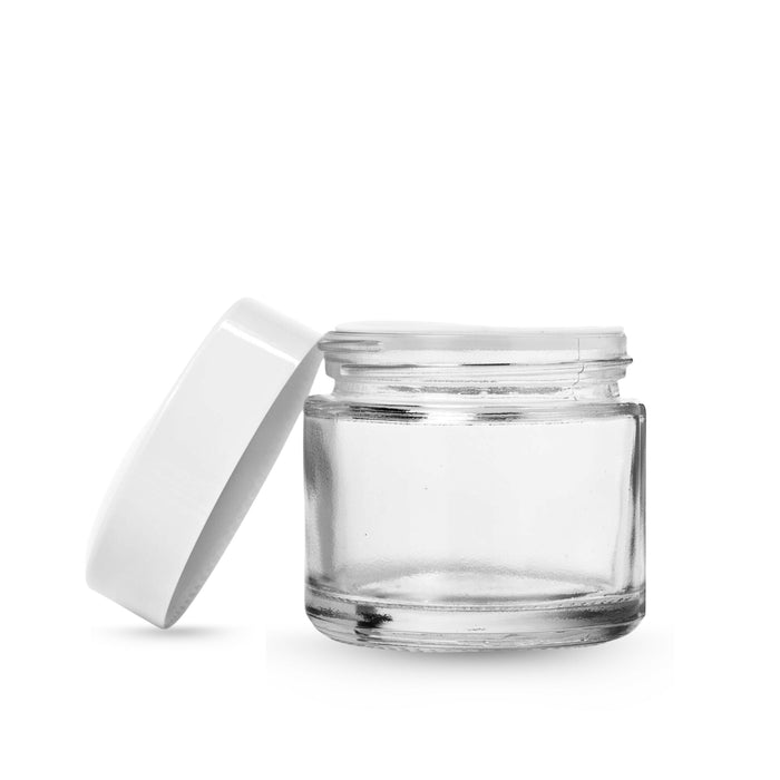 30ml Clear Glass Jar White Lids