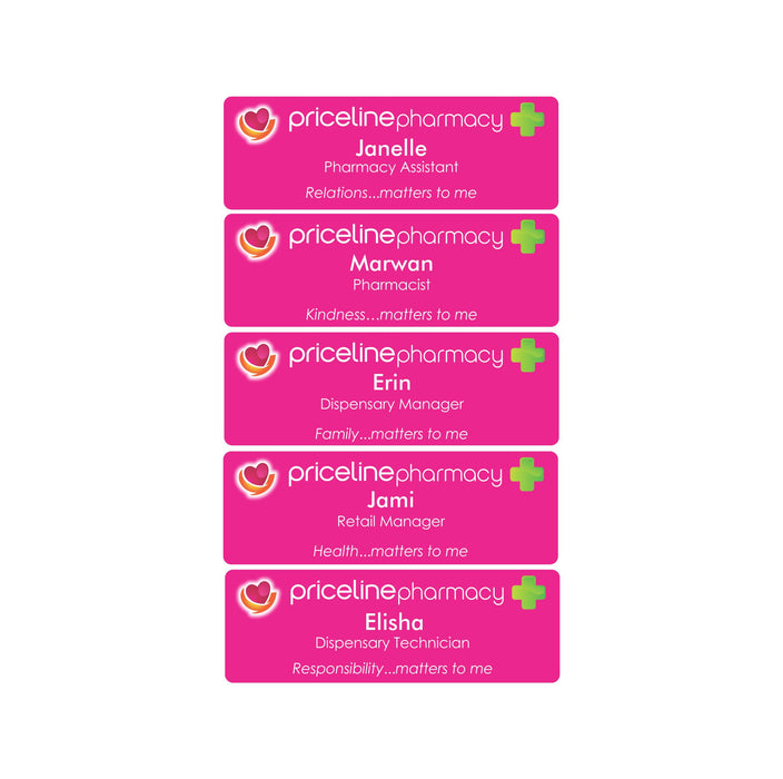 Name Badges Priceline Pharmacy Magnetic with ePoxy