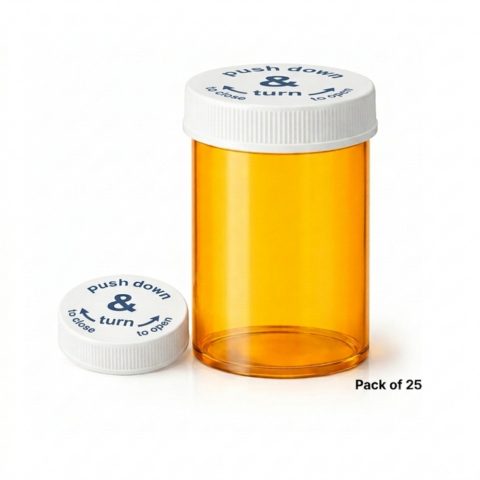 16 Drachm Amber Tablet  Vial with Child Resistant Cap