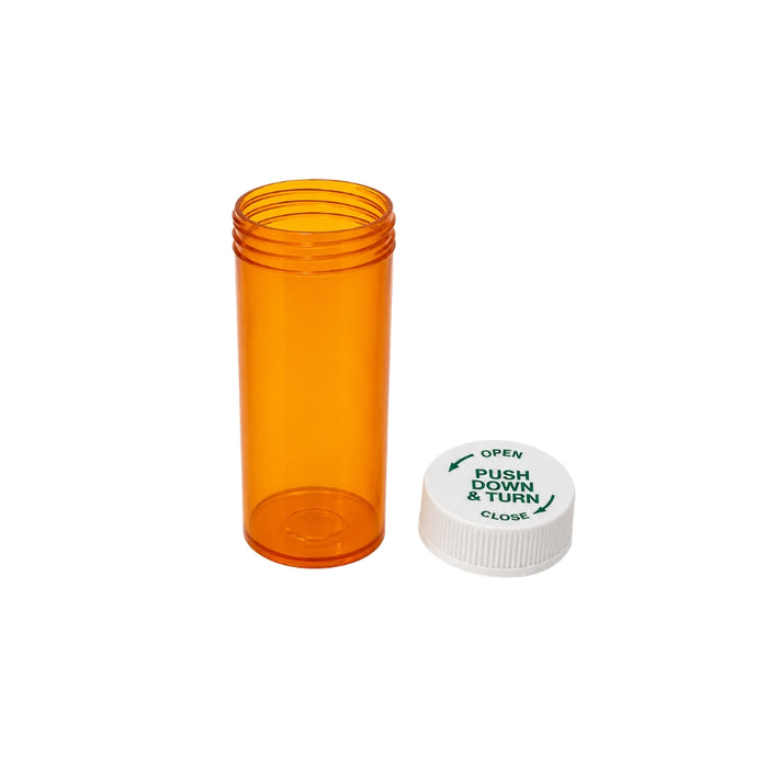 8 Drachm Amber Tablet Vials with CRC
