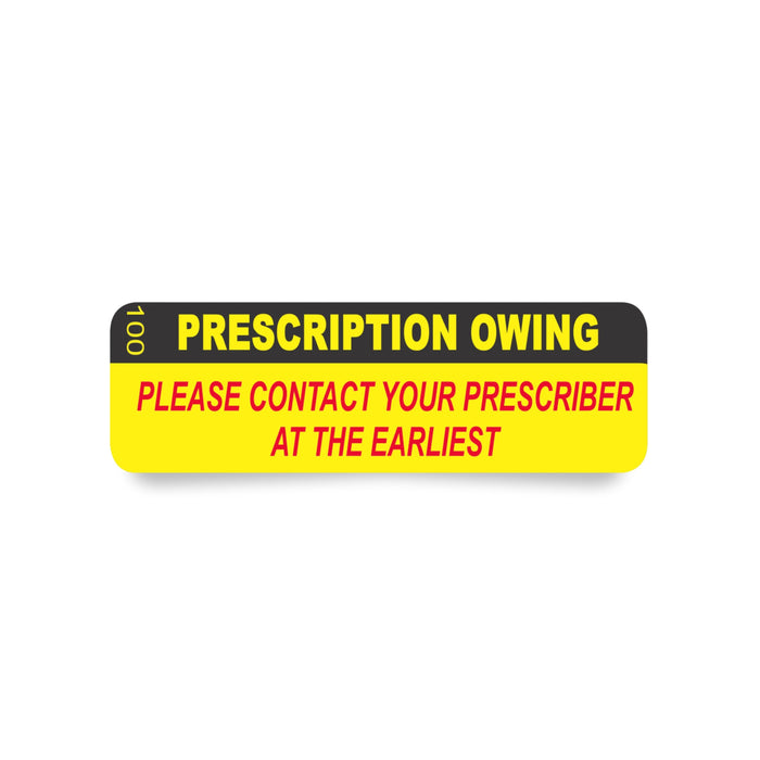 Label 100 Prescription Owing  (15% Further Discount)