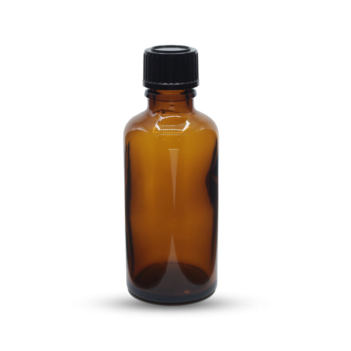 Amber Round Glass Bottle with Cap 50ml