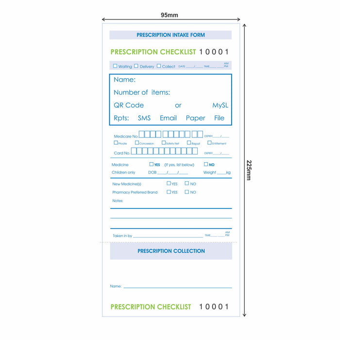 Prescription Intake Forms Or Checklist Pads — Total Pharmacy
