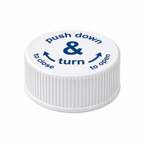 Child Resistant Caps 33mm for 50ml Tablet Bottles