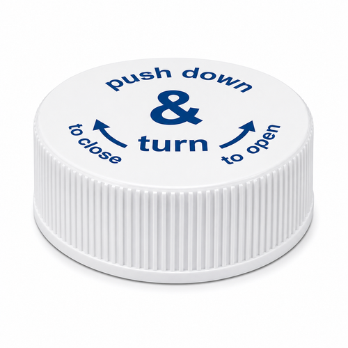 Child Resistant Caps 38mm for 100ml Tablet Bottles
