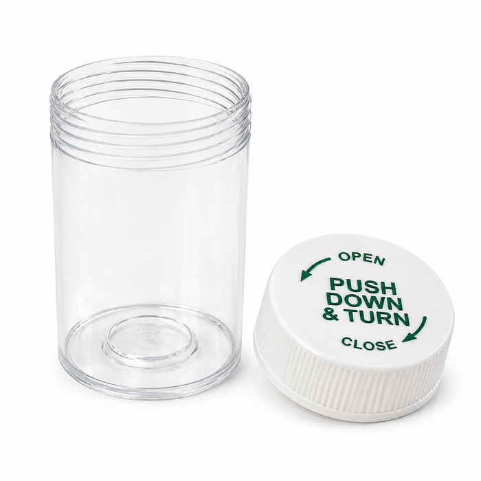 12 Drachm Clear Tablet Vials with CRC