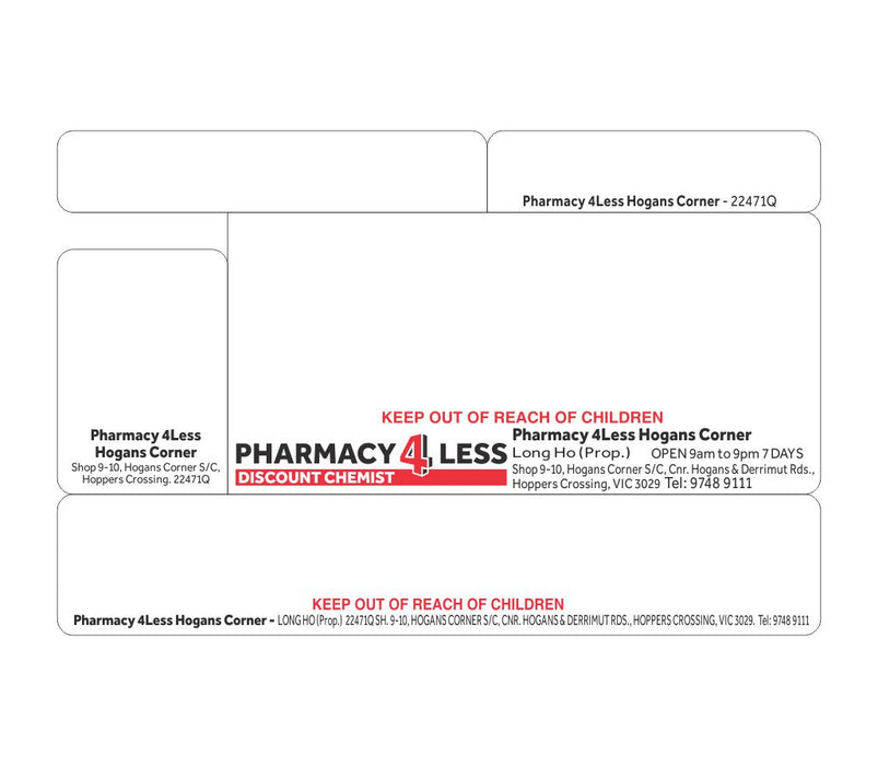 Pharmacy4Less Hogans Corner Dispensing Label — Total Pharmacy