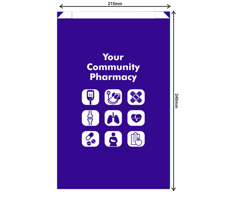 Paper Bags Large Generic Your Community Blue Per 1000