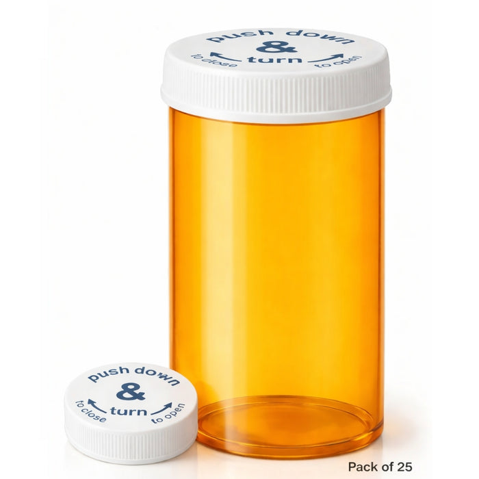 40 Dram Amber Tablet Vial with Child Resistant Cap